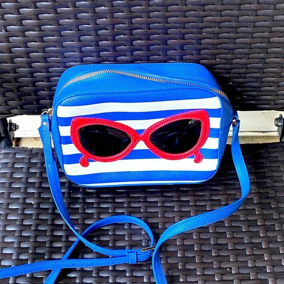 Kate Spade Sunglasses Blue & White Shoulder/Cross Body Bag - Picture 3 of 13